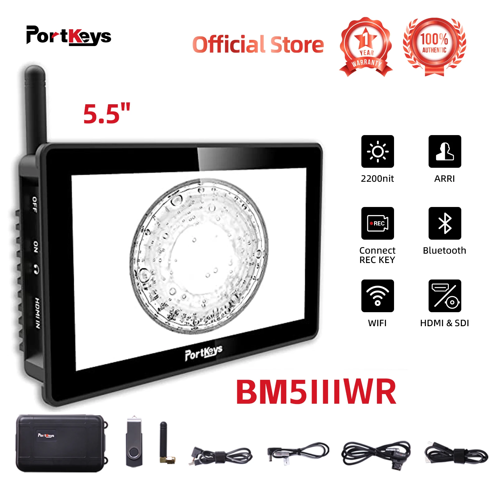 Portkeys Bm5 Iii Wr Monitor Portatile Da 5.5 Pollici Dslr Wifi Telecamera Di Controllo Bluetooth Rosso Komodo Raptor 8K Bmpc4K/6K/6K Pro Sony