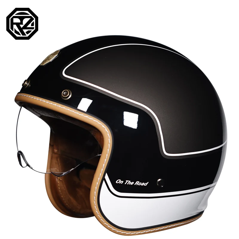Open Face Half Moto Casco Moto Vintage Moto Vespa Capacete Chopper Bike Black