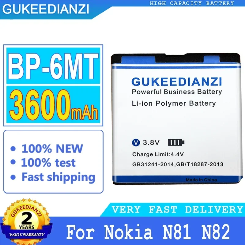 Batteria Gukeedianzi Per Nokia, 3600Mah, Bp-6Mt, 6720C, E51, E51I, N78, N82, N81, 5610, 6110, 6720C, E51, E51I, N78, N82,6720