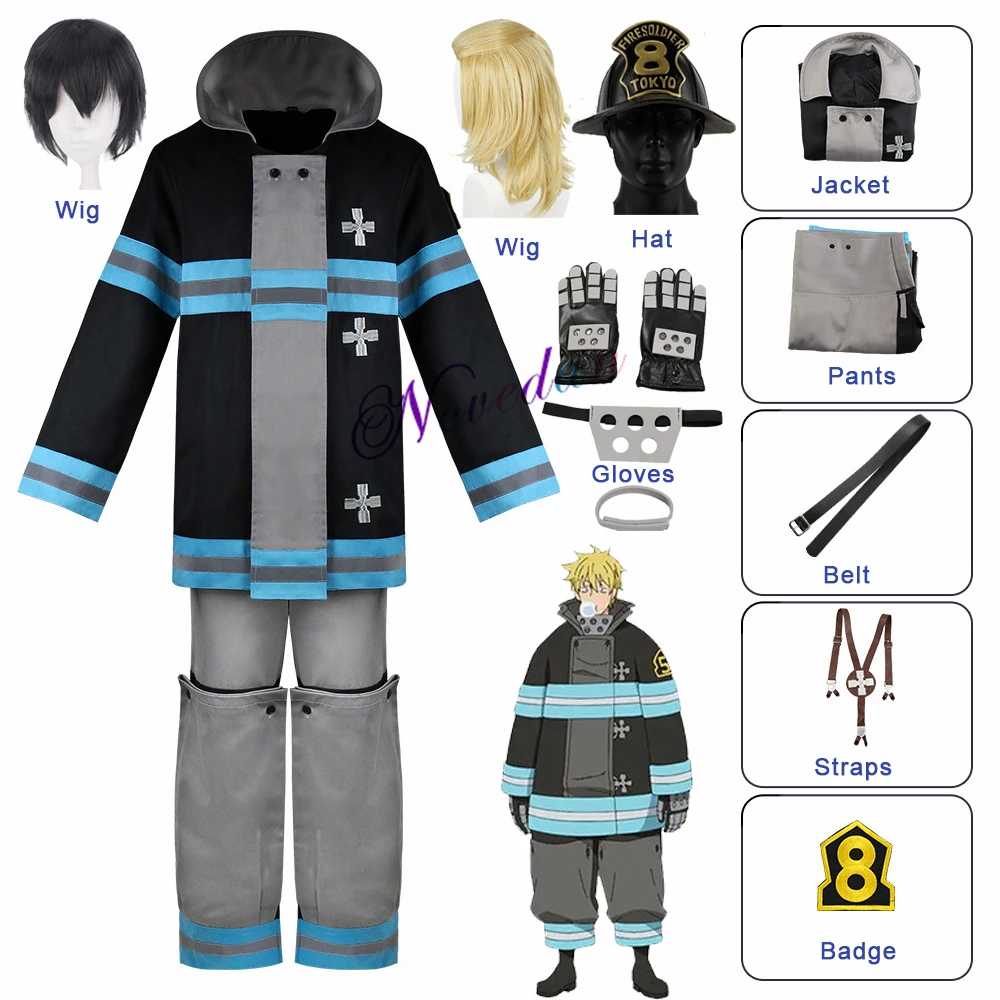 Shouboutai Tamaki Kotatsu Shinra Kusakabe Takehisa Hinawa Pompiere Uniforme Anime Cosplay Costum Parrucca Donna Uomo