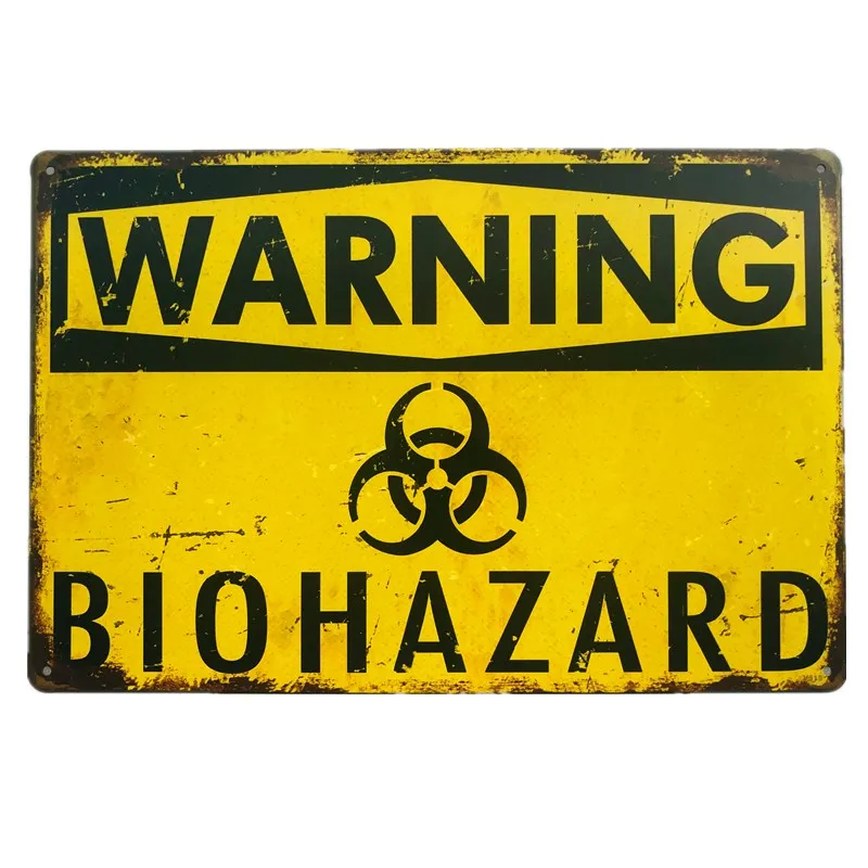 Metal Tin Sign Warning Biohazard Iron Plates Garage Pub Pub Art Painting Poster Home Wall Decor