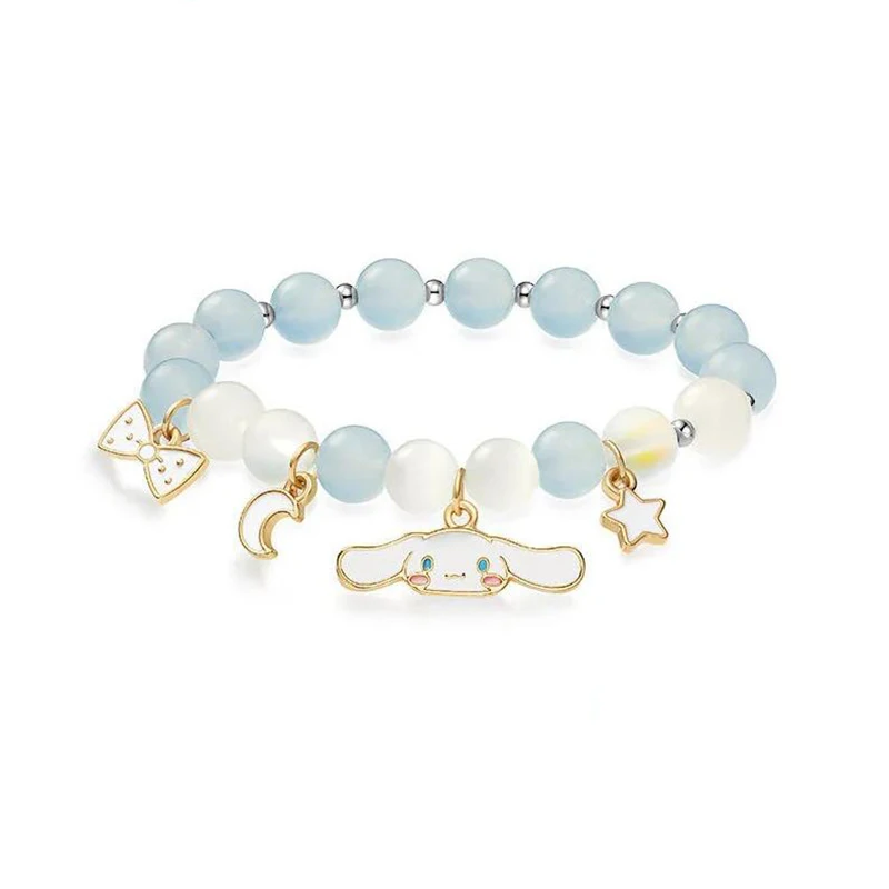 Nuovo Sanrio Kawaii Kuromi Cinnamoroll Bracciale Ragazze String Jewelry Cute Cartoon Hello Kitty Crystal Beaded Halloween Gifts Toys