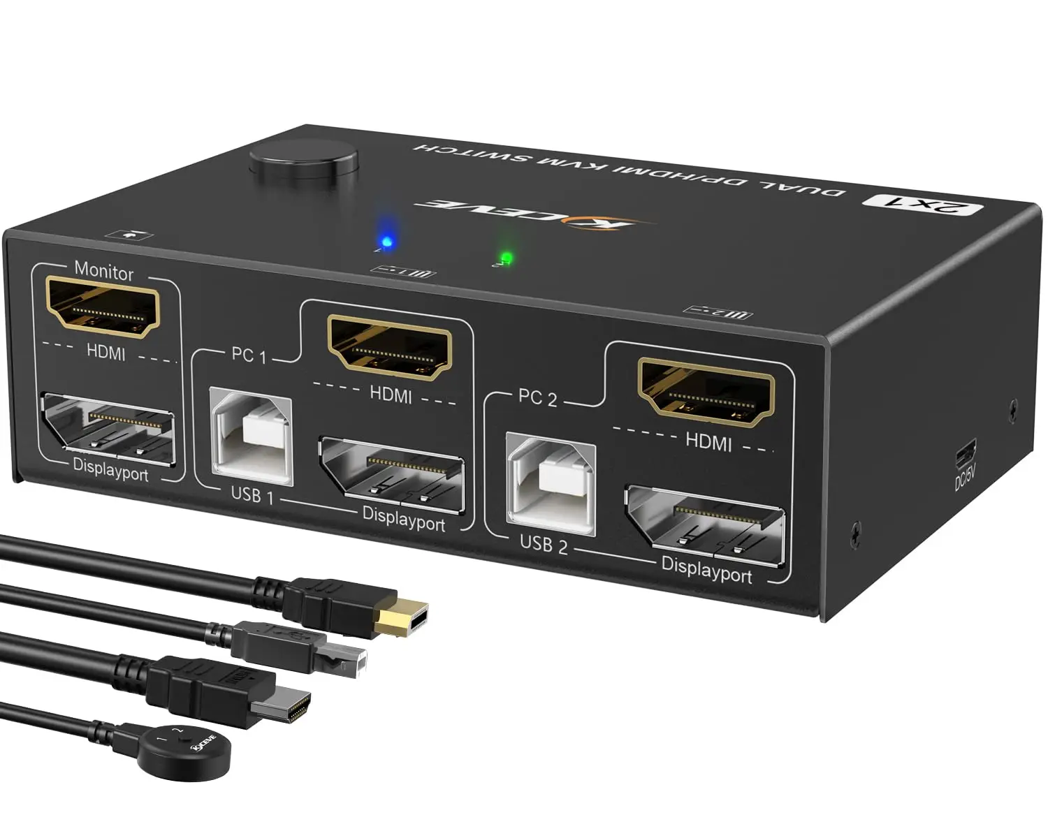 Switch Kvm A Doppio Monitor Hdmi + Displayport, Switcher Display Esteso Hdmi Dp Per 2 Computer Condividi 2 Monitor E 4 Porte Usb 2.0
