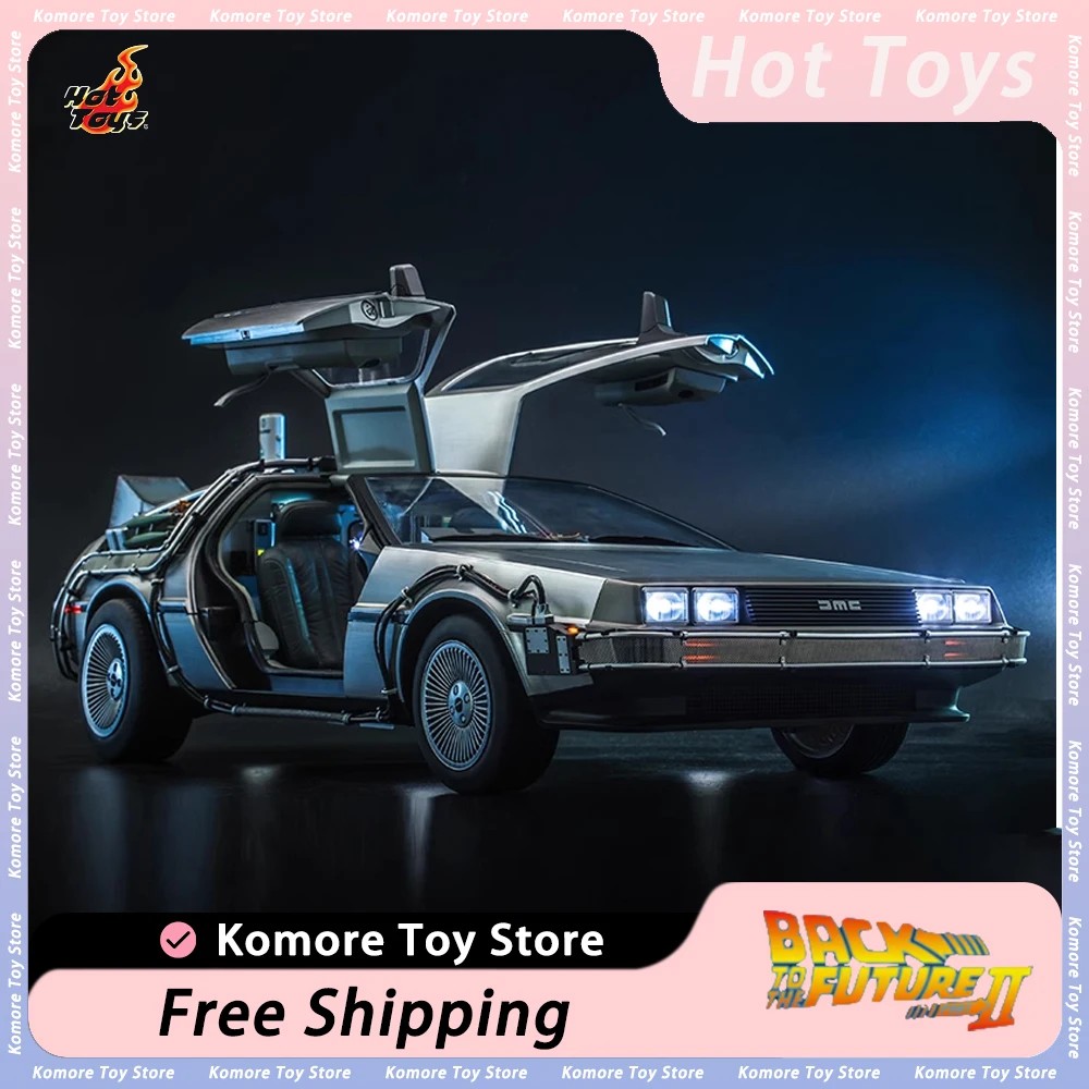 72Cm Original Hot Toys Anime Figures Back To The Future 2 Delorean Time Machine 1/6 Treasure Car Mms636 Regalo Per Veicoli Da Collezione