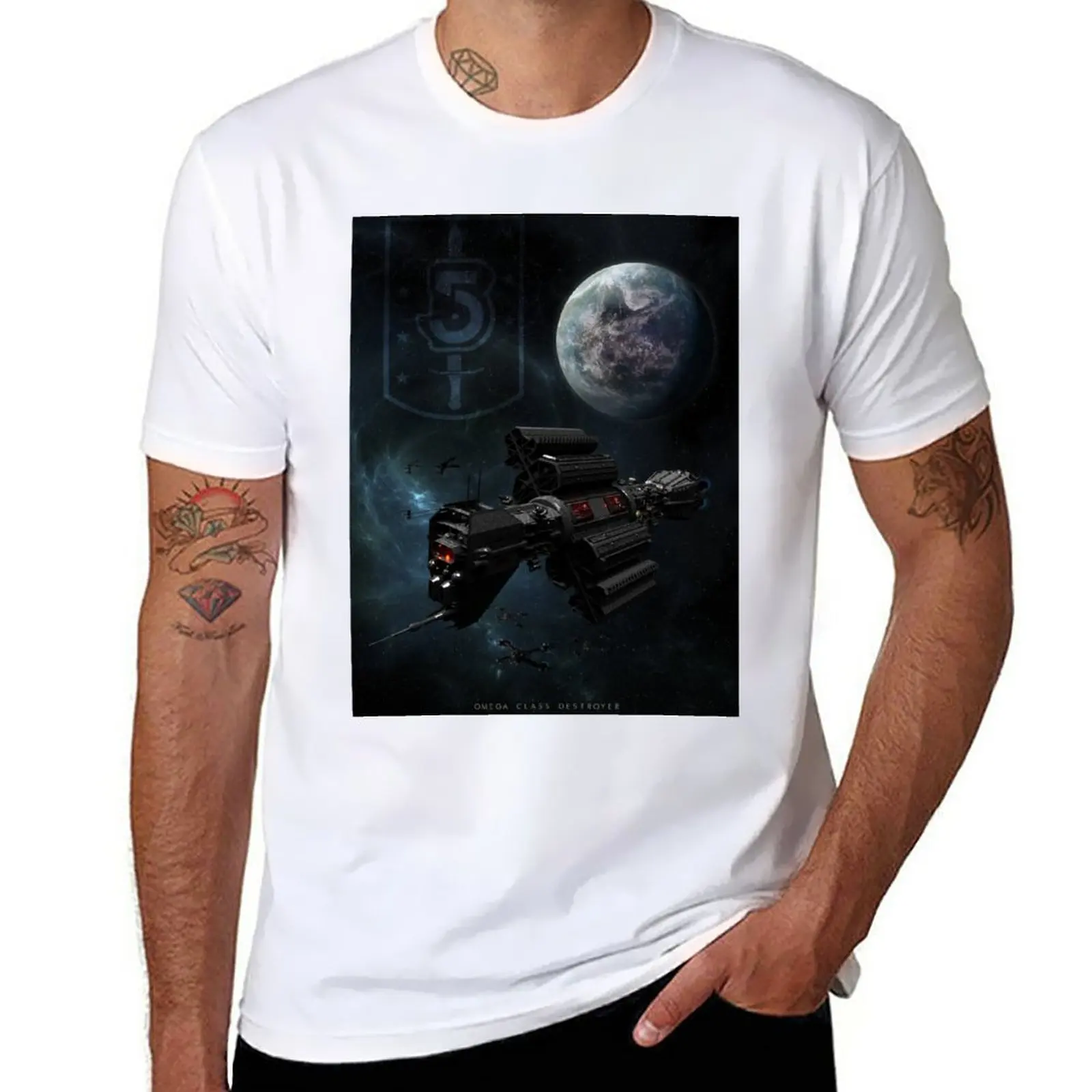 New Babylon 5 - Earth Alliance Omega Class Destroyer T-Shirt Camicetta Magliette Grafiche Felpe, Uomo