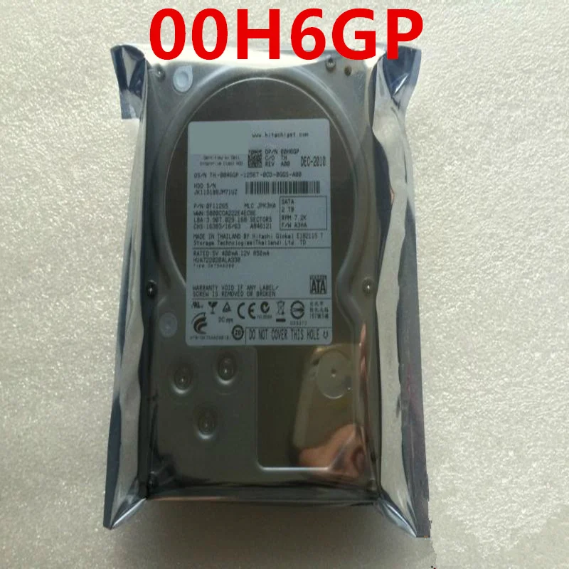 Quasi Nuovo Hdd Originale Per Dell 2Tb 3.5 "Sata 64Mb 7.2K Per Hdd Interno Per Hdd Di Classe Enterprise Per 00H6Gp Hua722020Ala330