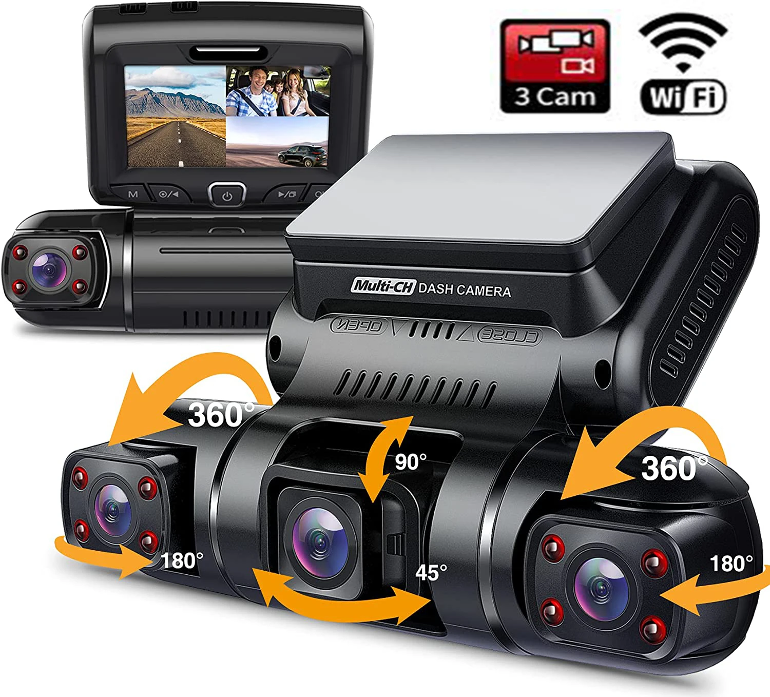 Wifi Car Dvr 2K + 1080P + 1080P Videoregistratore Per Veicoli 3 Telecamere Dash Cam Vista Posteriore Monitor Di Parcheggio Auto Dvr Visione Notturna G