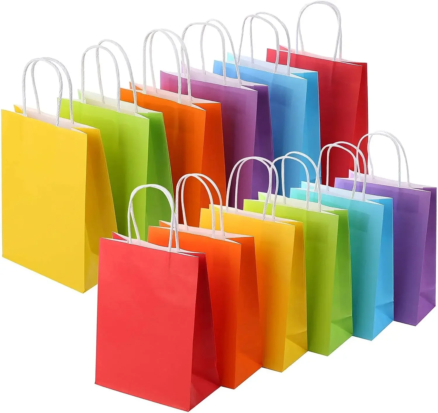 Sacchetti Regalo Colorati Da 6 Pezzi Con Manici Sacchetti Di Carta Kraft Color Caramella Per Matrimoni, Compleanni, Articoli Per Feste E Regali