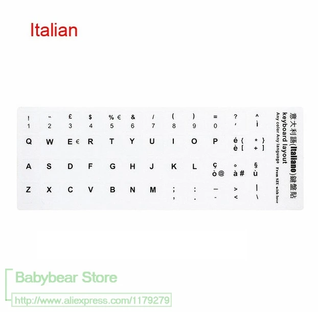 100 Pz Italiano Adesivo Tastiera Italiana Bianco Spagnolo Tedesco Russo Arabo Francese Coreano Ebraico Alfabeto Notebook Pc Portatile