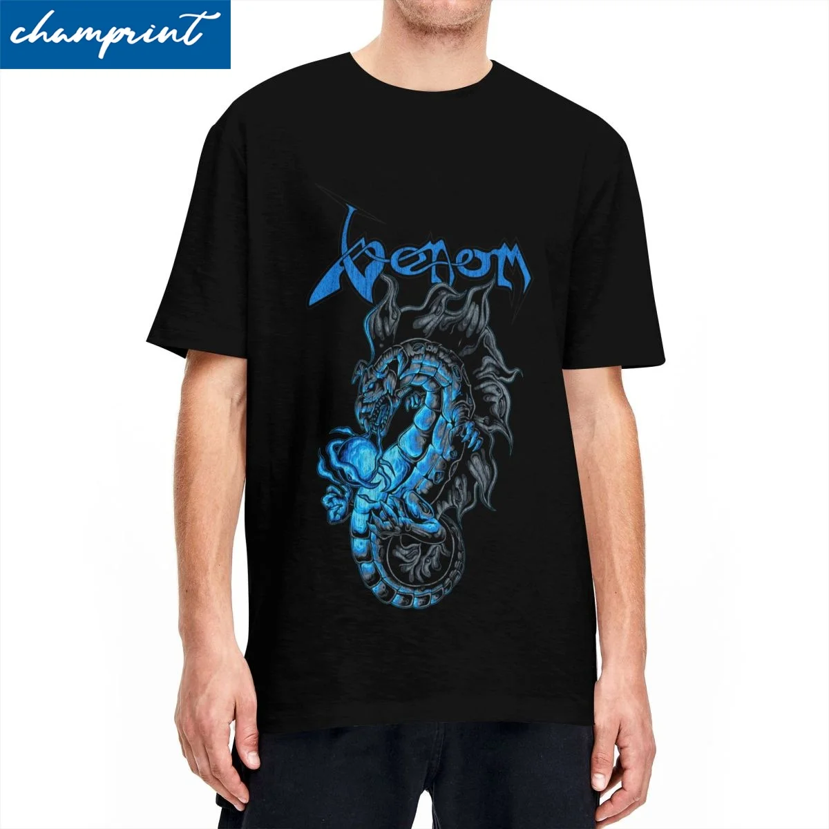 Leisure Metal Venom Dragon T-Shirt Da Uomo 100% Cotone Manica Corta Music Band Girocollo Vestiti
