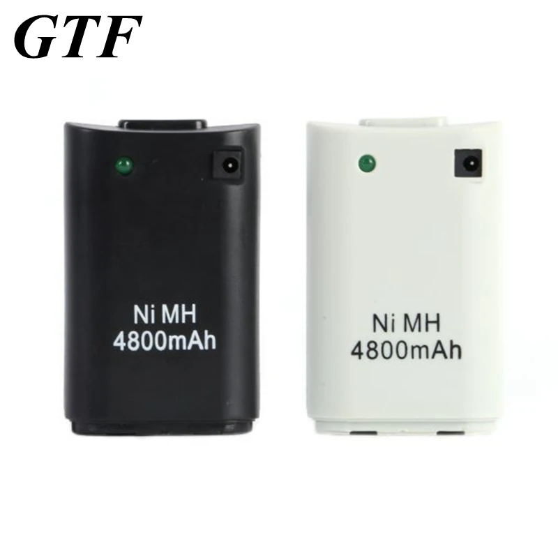 Gtf 4800Mah Batteria Per Xbox 360 Bianco/Nero Ni-Mh Battery Pack + Usb Cavo Del Caricatore Per Xbox 360 Controller Wireless Controller Di Gioco Batter