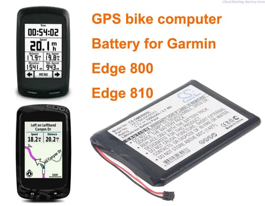 Batteria Da 1000Mah Per Garmin Edge 800, Edge 810