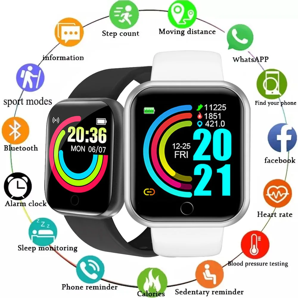 Y68 Smart Watch Donna Uomo Smartwatch Per Bambini Digital Sport Fitness Orologi Bracciale Uomo Smartwatch Montre Connectee Homme