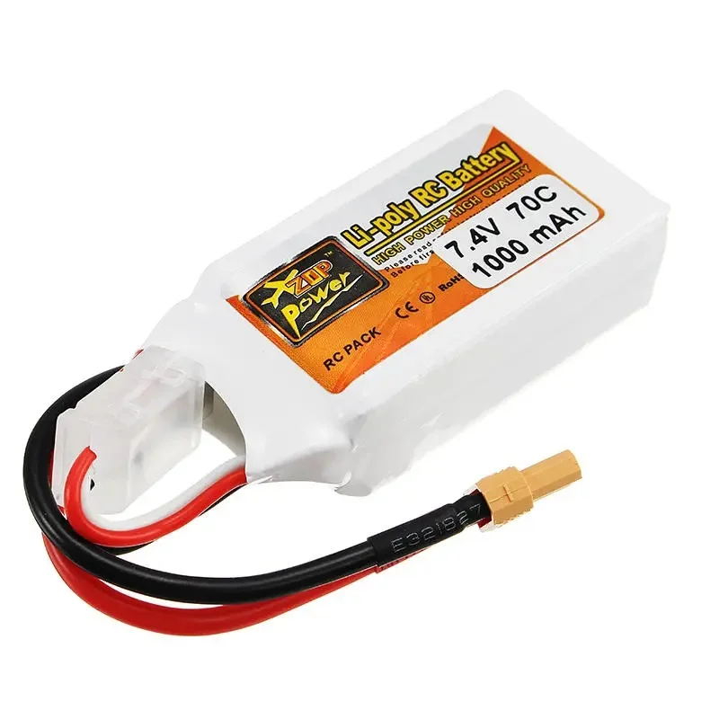 Zop Power 7.4V 1000Mah 70C 2S Batteria Lipo Spina Xt30
