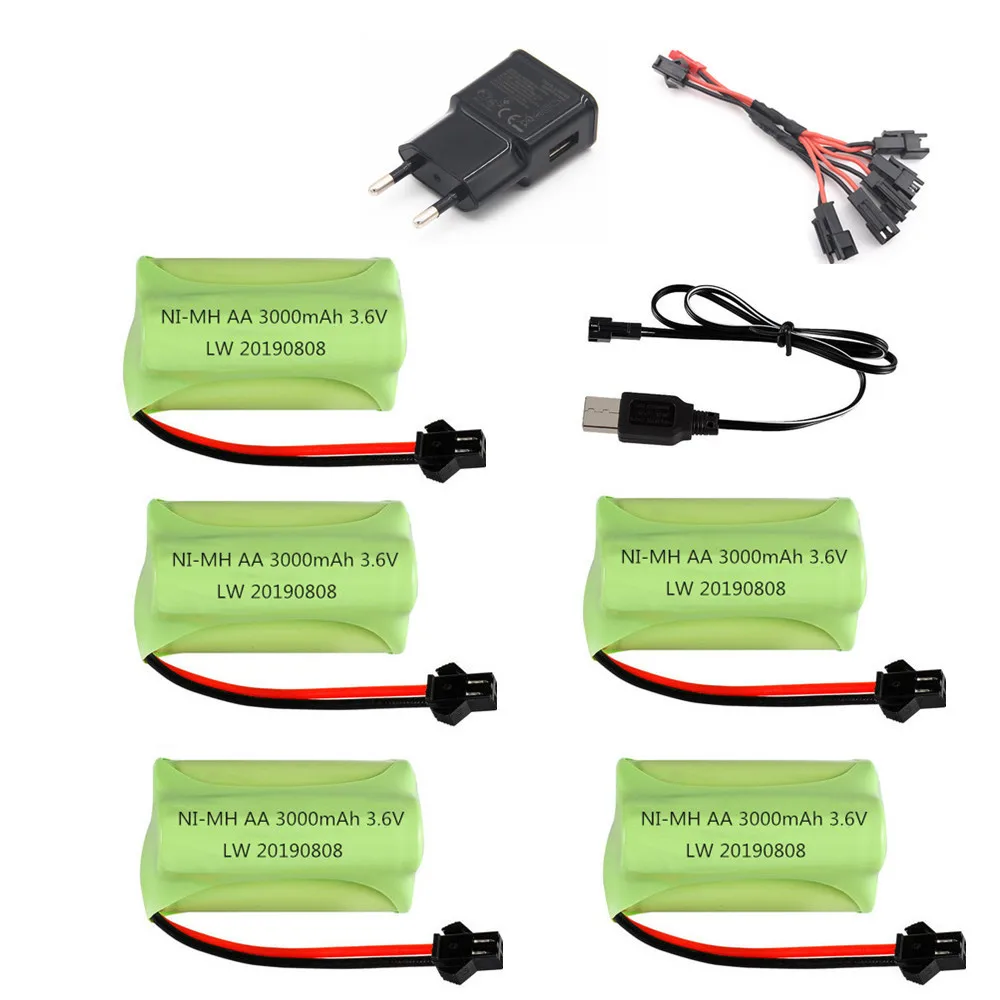 3.6V 3000Mah Nimh Battery Charger Set Per Rc Serbatoio Auto Giocattolo Treno Barca Robot Pistola Aa 3.6V Batteria Ricaricabile