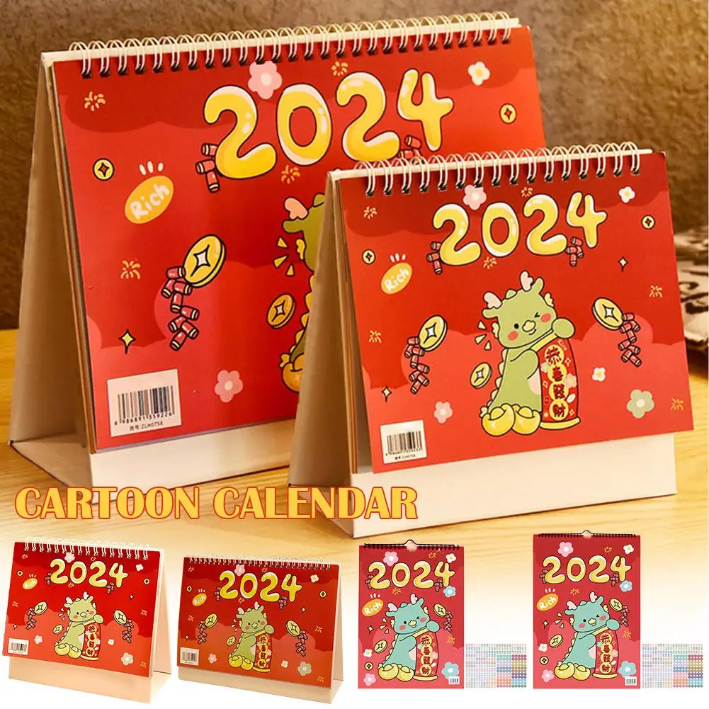 Punch Autoadesivo 2024 Nuovo Calendario Desktop Calendario Drago Calendario Anno Desktop Mini Calendario Ufficio Anno Mini Drago Z7X6