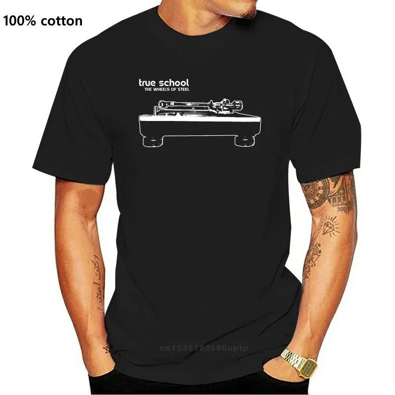 True School Wheels Of Steel T Shirt Classic Hip Hop Dj Technics 1200 Giradischi