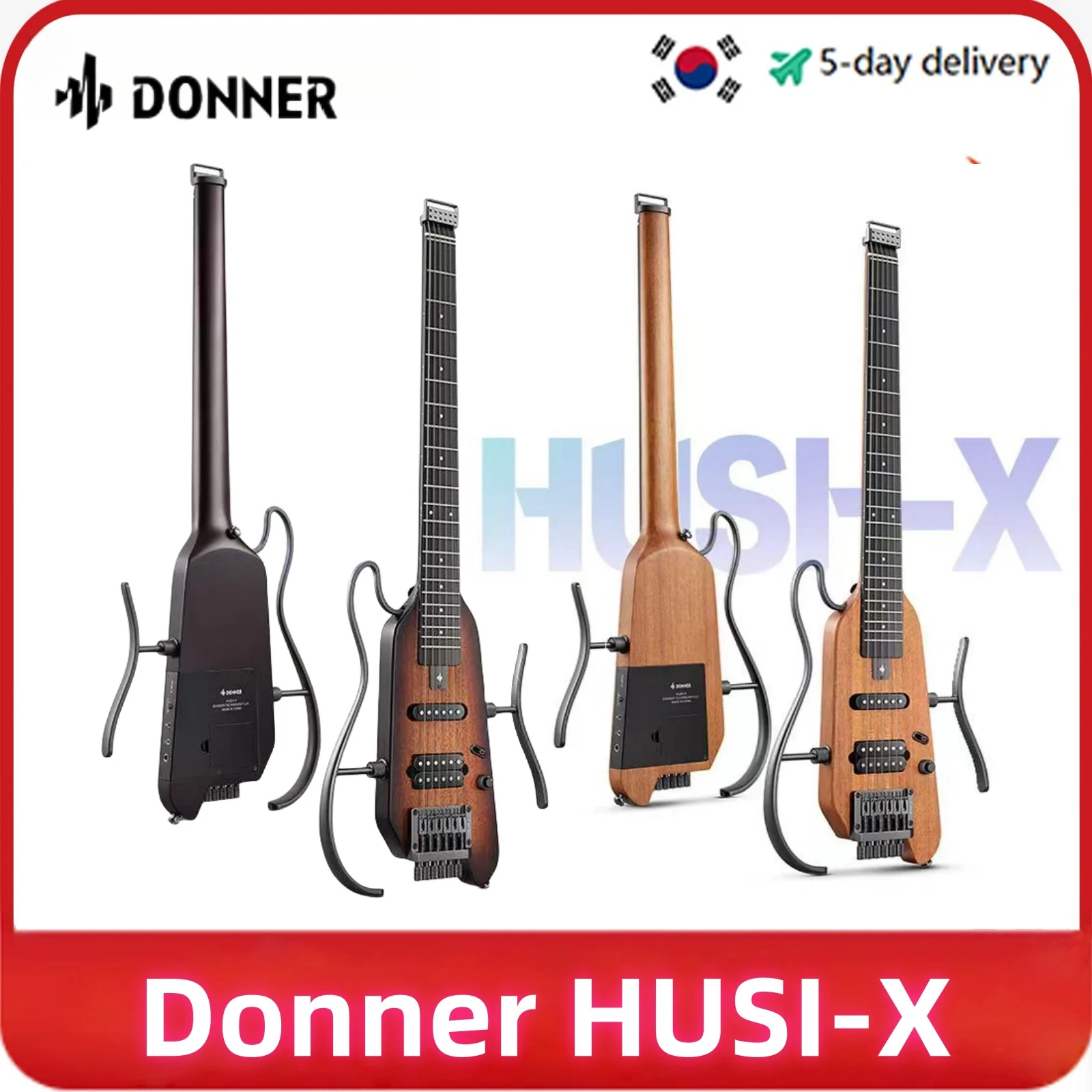 Donner Hush-X Chitarra Da Viaggio Elettrica Acustica Silenziosa Senza Testa Telai Rimovibili Corpo Solido In Mogano Ultraleggero Hush X