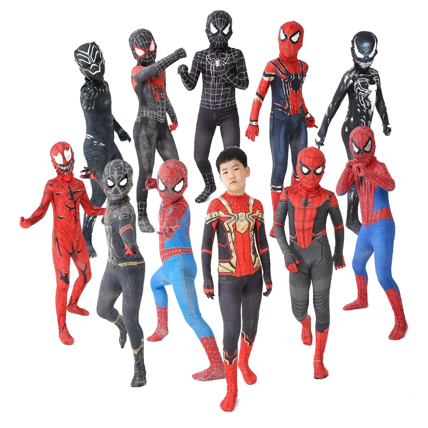 Hot Toys Supereroe Spiderman/Black Panther/Venom Halloween Party Christmas Cosplay Spiderman Costume Regali Per Feste