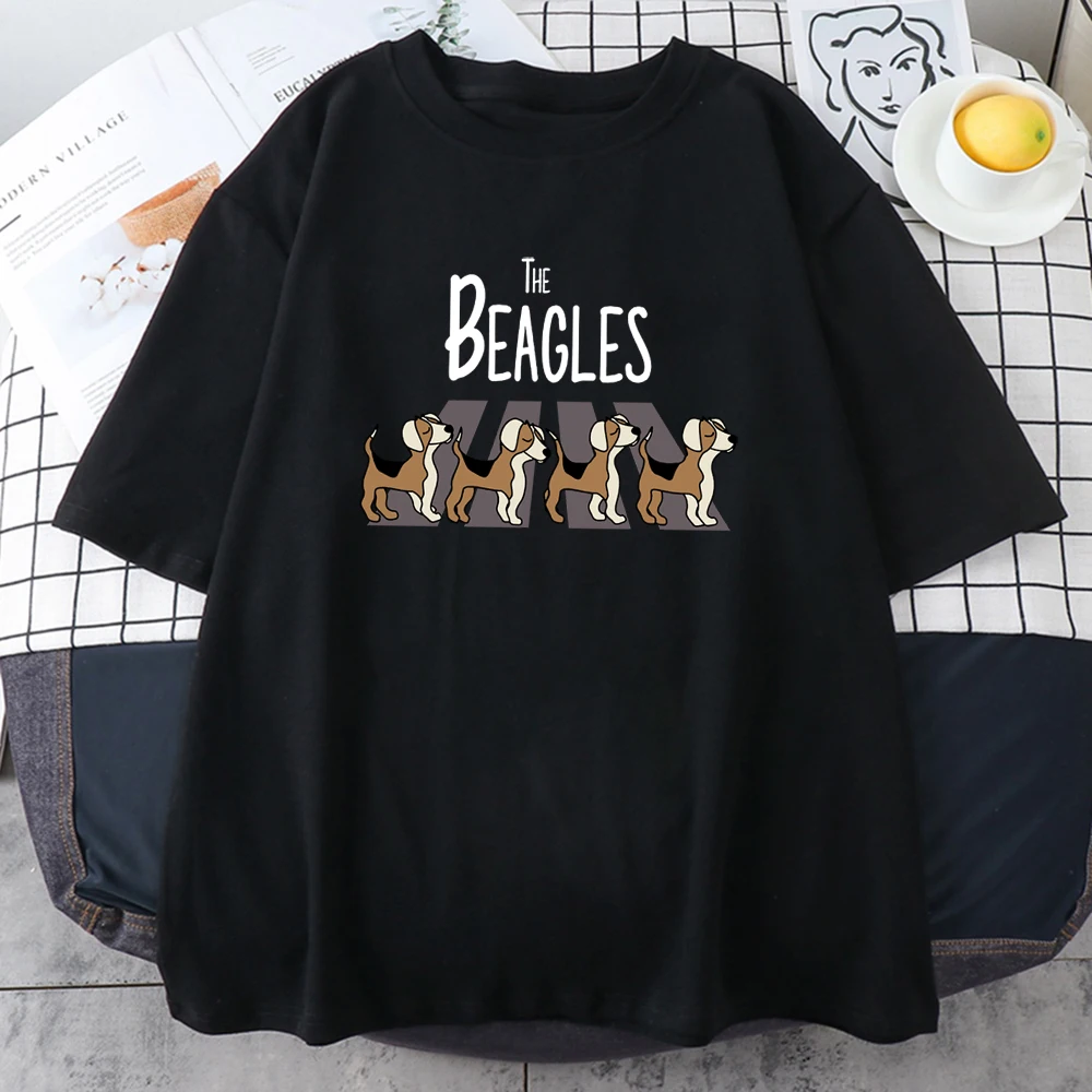 The Beagles Simplicity Printed Male Tops Summer Casual Vintage Short Sleeve Fashion Street T-Shirts Hip Hop Mens Cotton Clothing