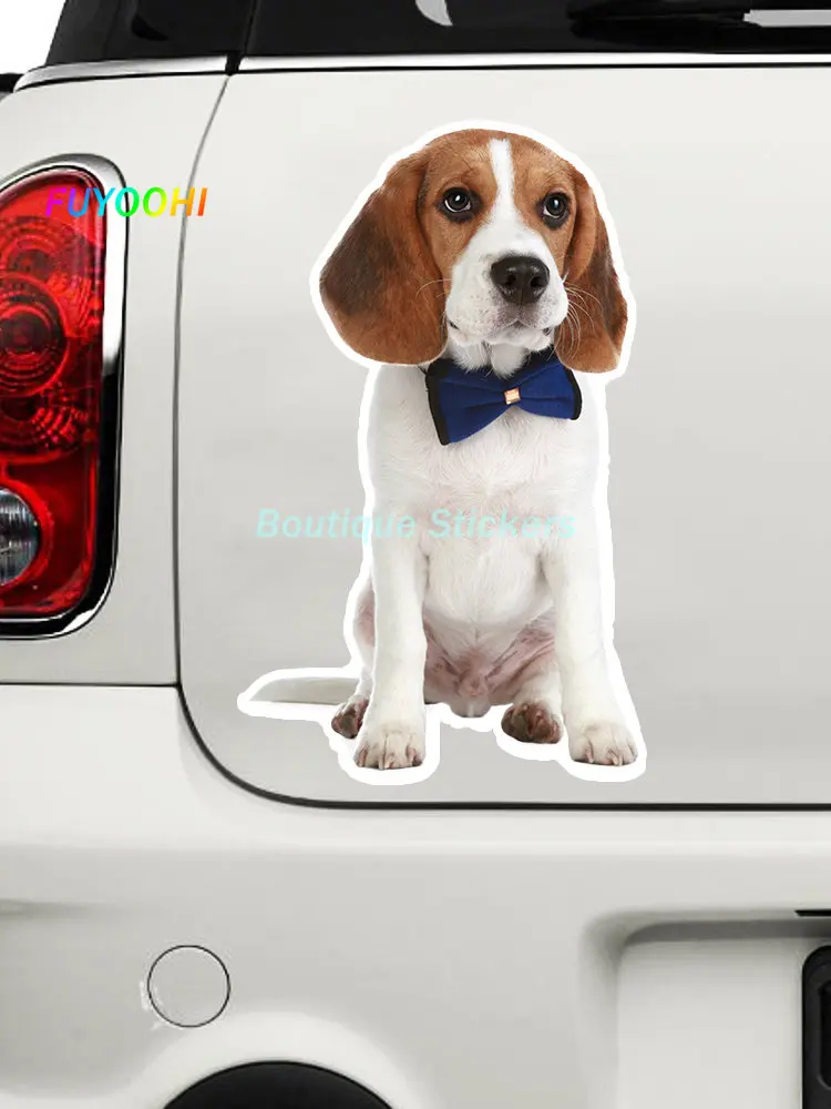 Fuyoohi Funny Sticker Decalcomania Autoadesiva Beagle Puppy V1 Car Sticker Auto Decori Su Paraurti Lunotto Posteriore Moto Laptop Helmet
