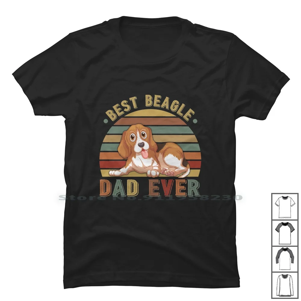 Best Beagle Dad Ever Retro Vintage Father'S Day T Shirt 100% Cotton Dog Owner Dog Lover Cute Dog Beagle Father Puppy Owner