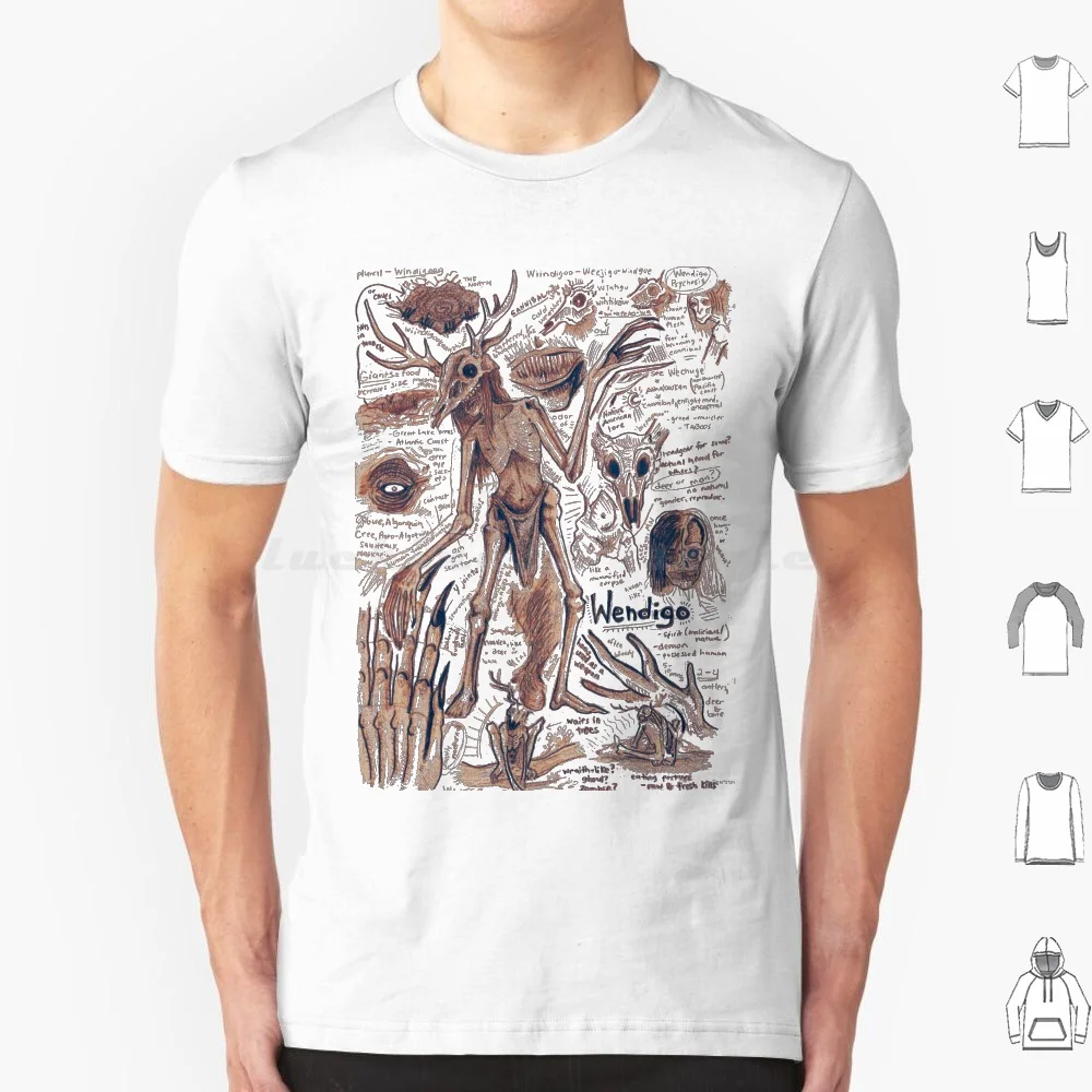 Muslimedwendigo Anatomia Illustrazione T Shirt Uomo Donna Bambini 6Xl Wendigo Cryptid Monster Non Morto Cryptozoology Cannibal