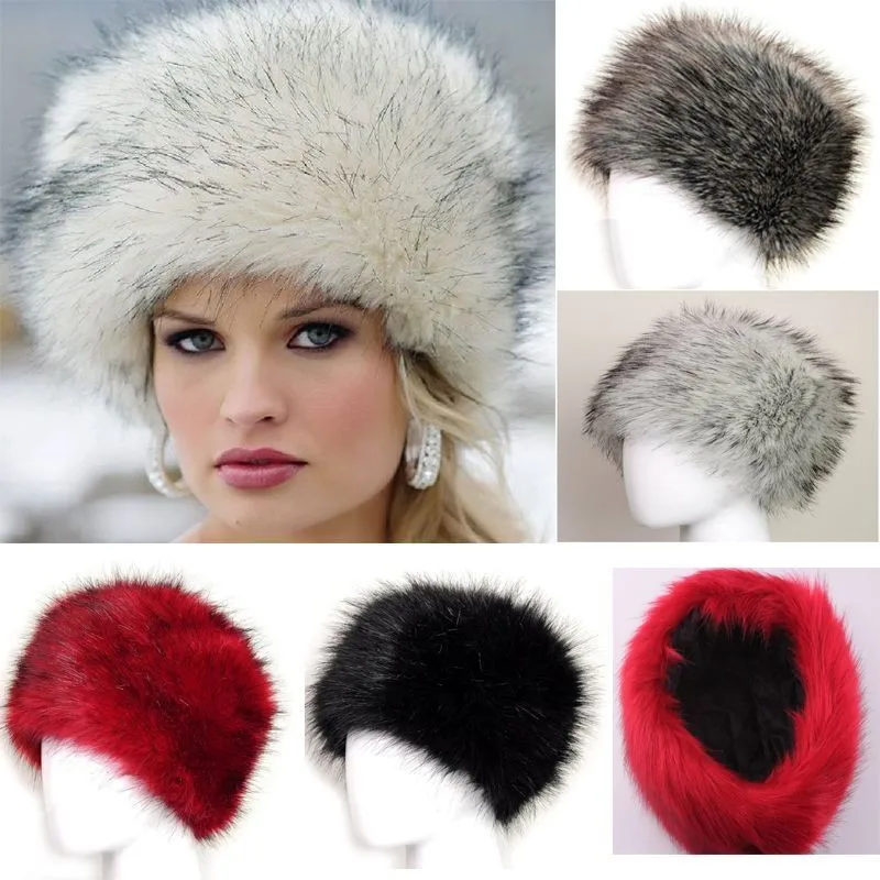 Winter Thick Furry Hairband Fluffy Russian Faux Fur Women Girl Fur Headband Hat Winter Outdoor Earwarmer Cappelli Da Sci Hot
