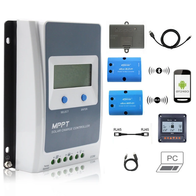 12V 24V Auto 4210 3210 2210 1210An Mppt Carica Batteria Al Litio Epever Controller Per Caricabatterie Solare
