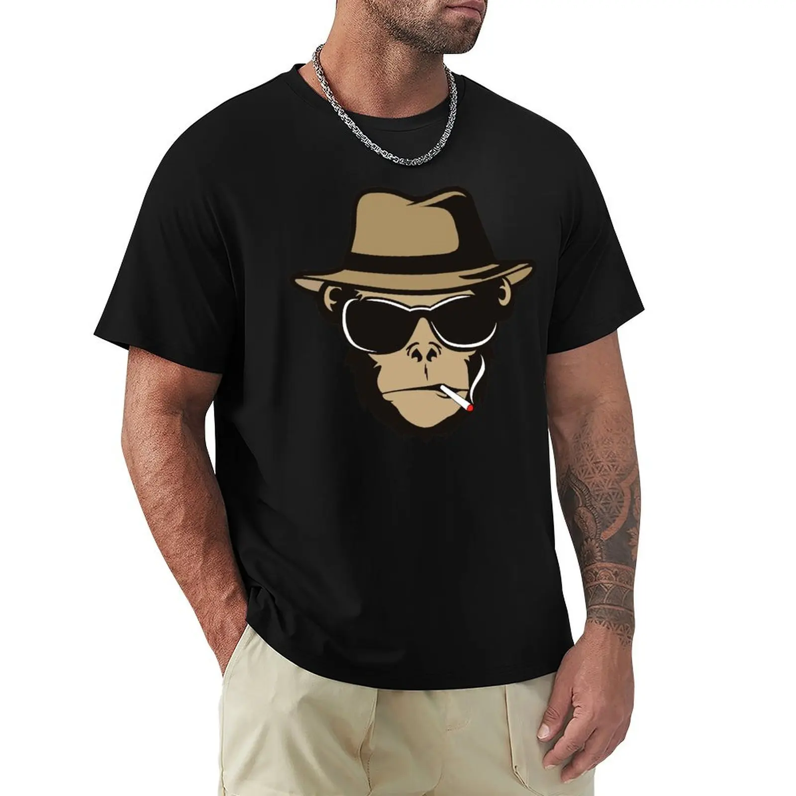 Cool Monkey Smoking Apes T-Shirt Gorilla Head Face Tshirt T-Shirt Heavyweights Magliette Oversize Da Uomo