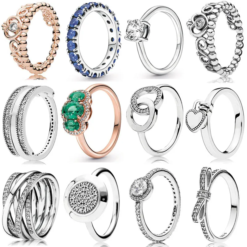 Autentico Anello In Argento Sterling 925 Reversibile Cuore Firma Cerchi Tiara Anello Corona Reale Per Le Donne Regalo Fai Da Te Gioielli Di Moda