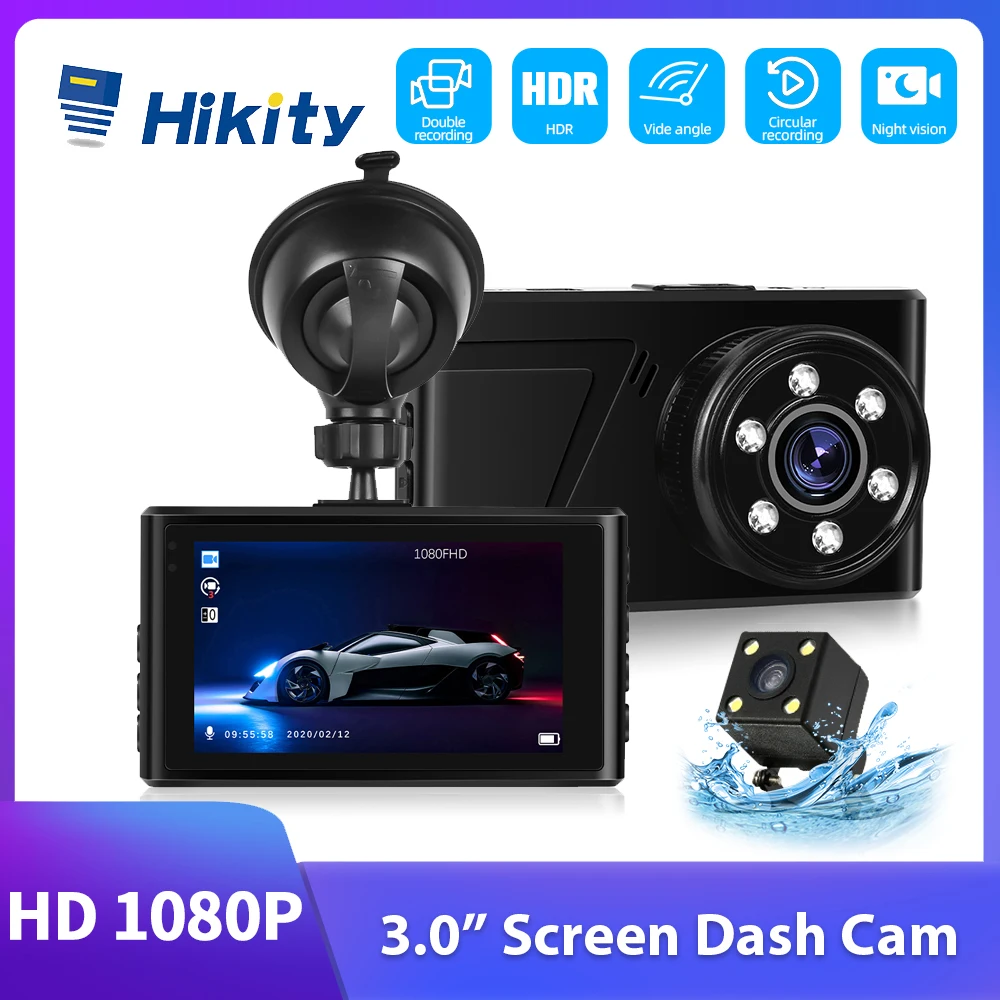 Videocamera Dvr Per Auto Videoregistratore Sensore Di Gravità Tf Card Storage 150 Grandangolare Vista Posteriore Dual Lens Hd Cycle Mirror Recorder