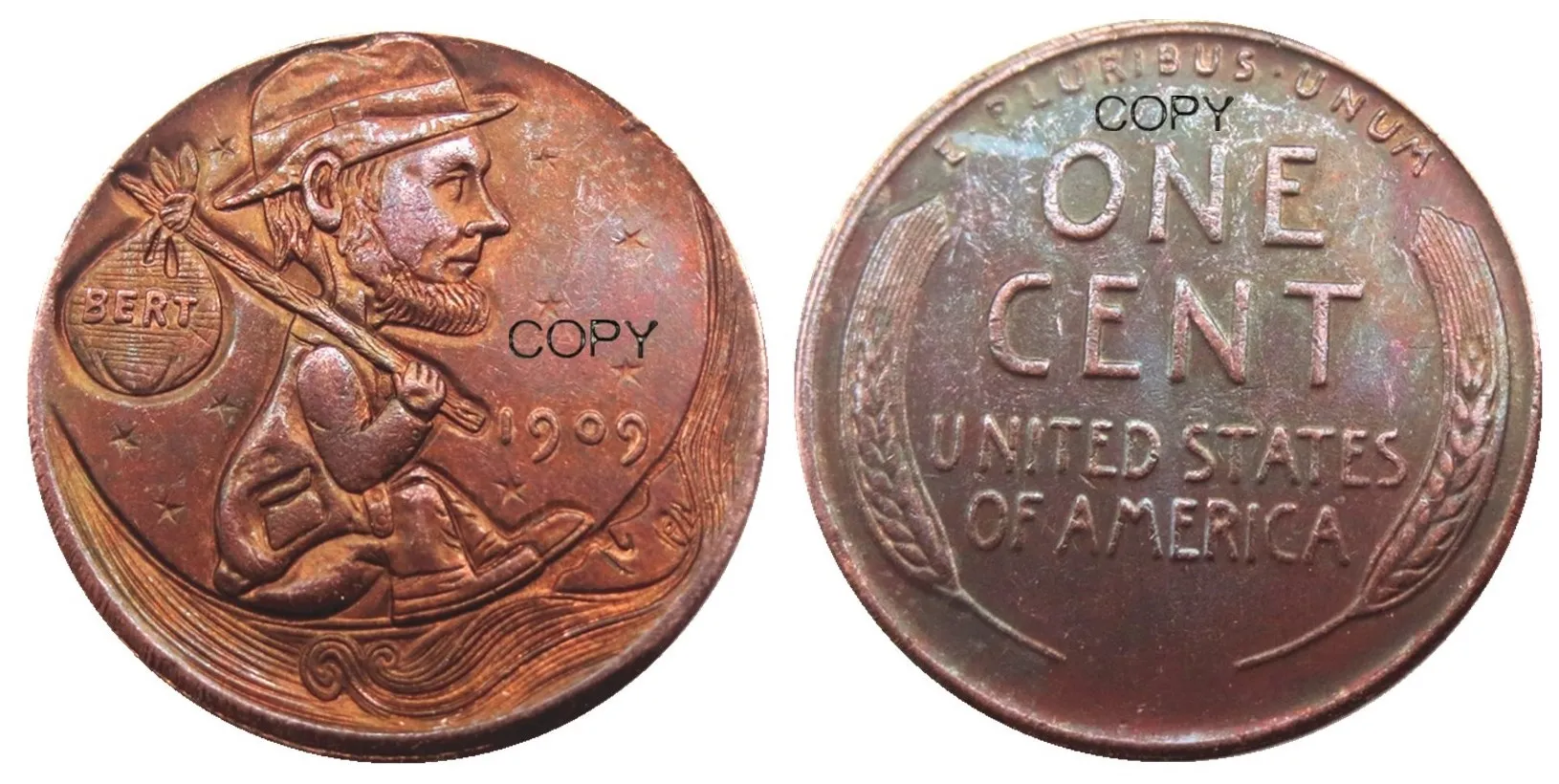 Us(03) Hobo Creative Lincoln Penny Skull Zombie Skeleton Intagliato A Mano Copia Monete