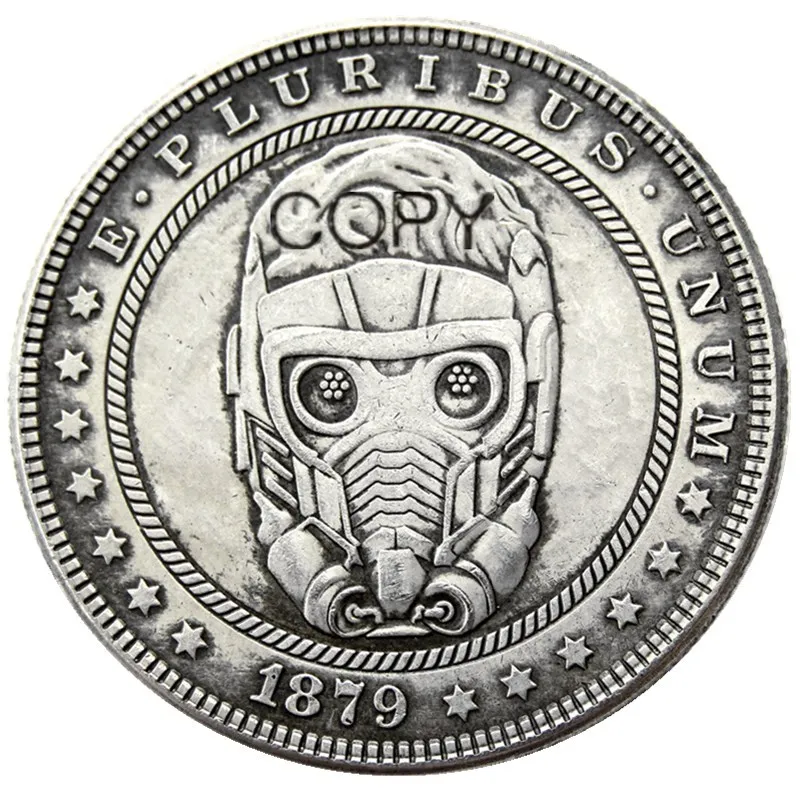 Hb(46)Us Hobo Morgan Dollar Skull Zombie Zkeleton Monete Placcate Argento