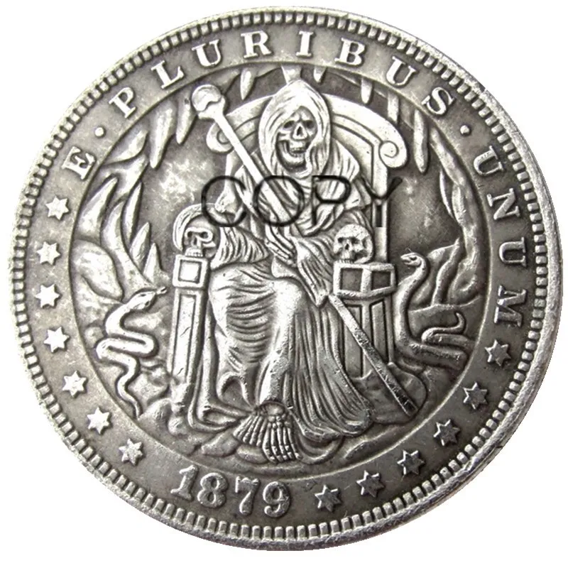Hb(62)Us Hobo Morgan Dollar Skull Zombie Zkeleton Monete Placcate Argento