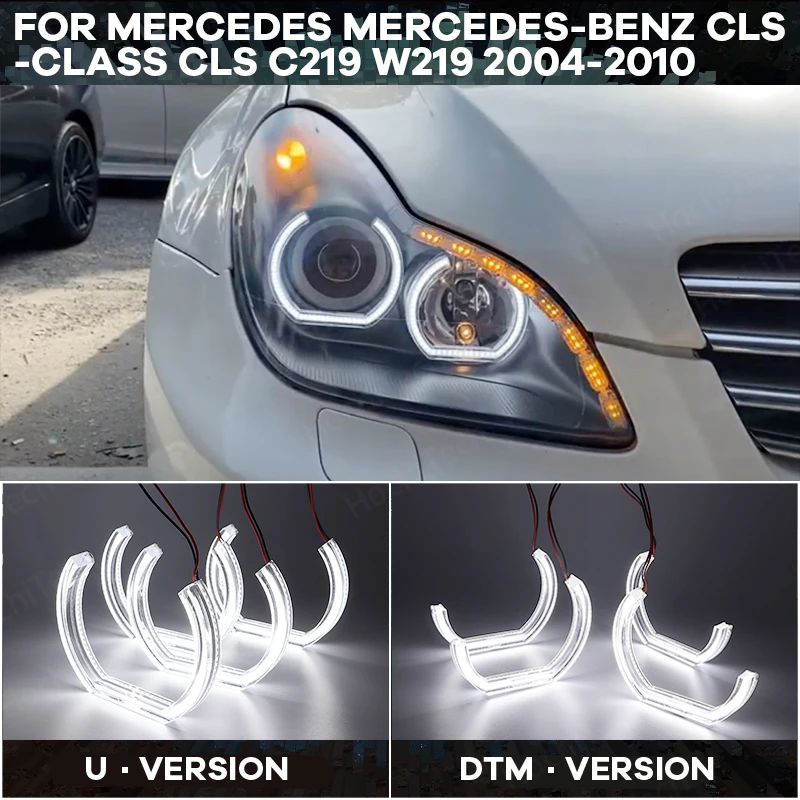 Per Mercedes-Benz Cls-Class Cls C219 W219 2004-2010 Halo Ring Cut Style Led Angel Eye Kit Dtm Style Drl Crystal Angel Eyes