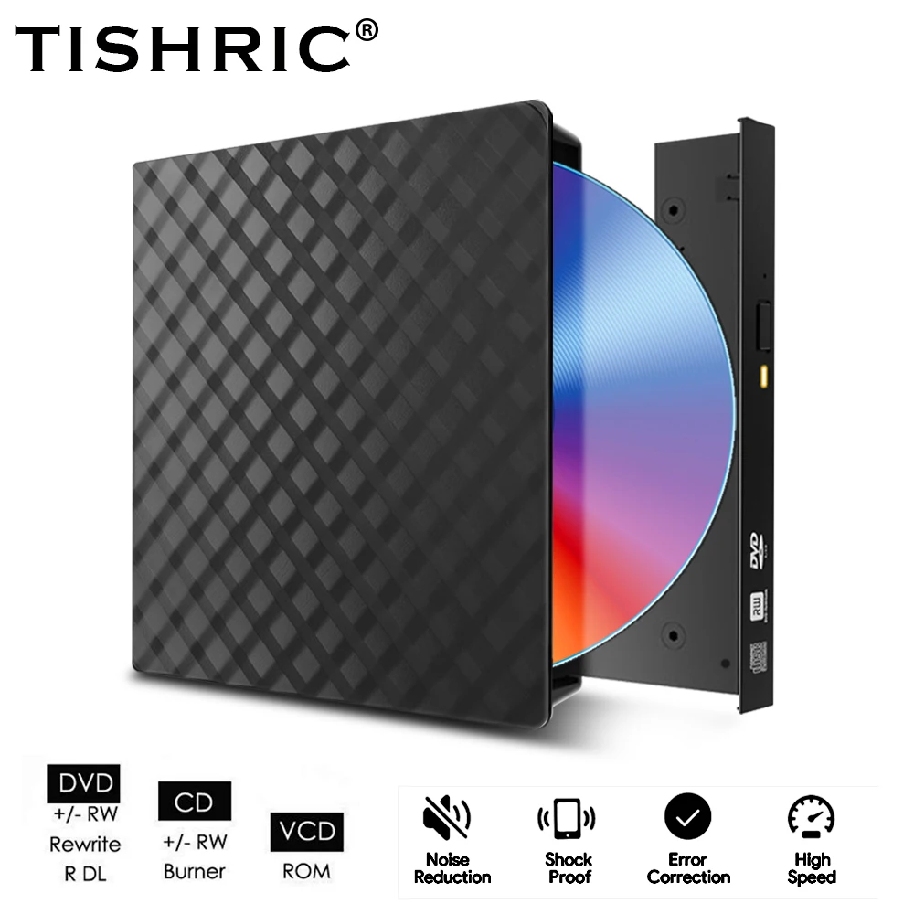 Tishric Cd Dvd Drive Usb 3.0 Tipo C Cavo Cd Dvd Rw Rom Lettore Dvd Cd Ottico Esterno Lettore Compatibile Imac Pc Desktop Laptop