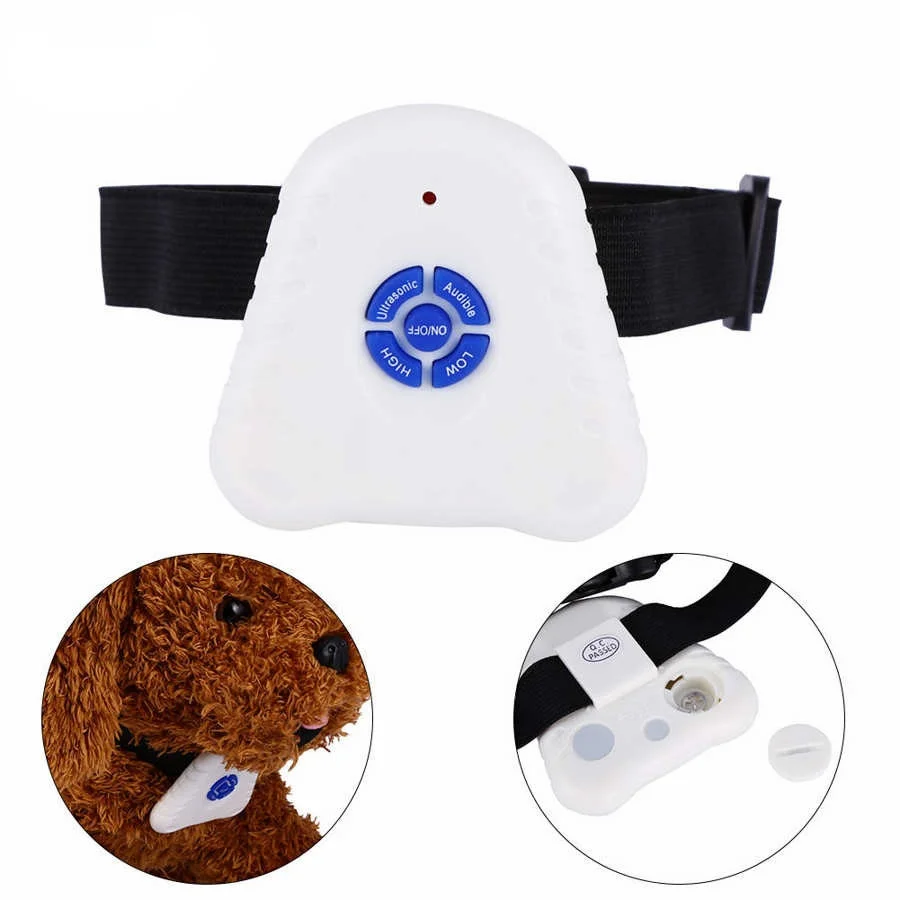 Adjustable Dog Pet Stop Barking Control Collar Training Device Button Clicker Ultrasonic Dog Anti Bark Collar Waterproof