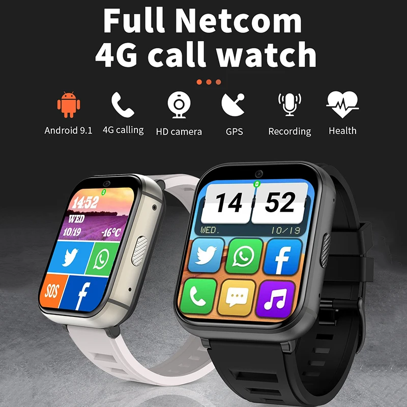 Ultimo 4G Lte Smartwatch Grande Schermo Android 9.1 Os 4G + 64Gb Bluetooth-Compatibile Chiamata Cardiofrequenzimetro Braccialetto Internet Wifi