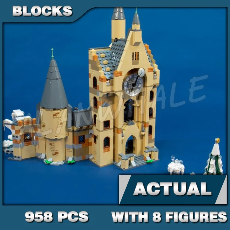 958Pcs Magical World Of Wizards School Clock Tower Castle Yule Ball 11344 Building Blocks Toy Compatibile Con Il Modello