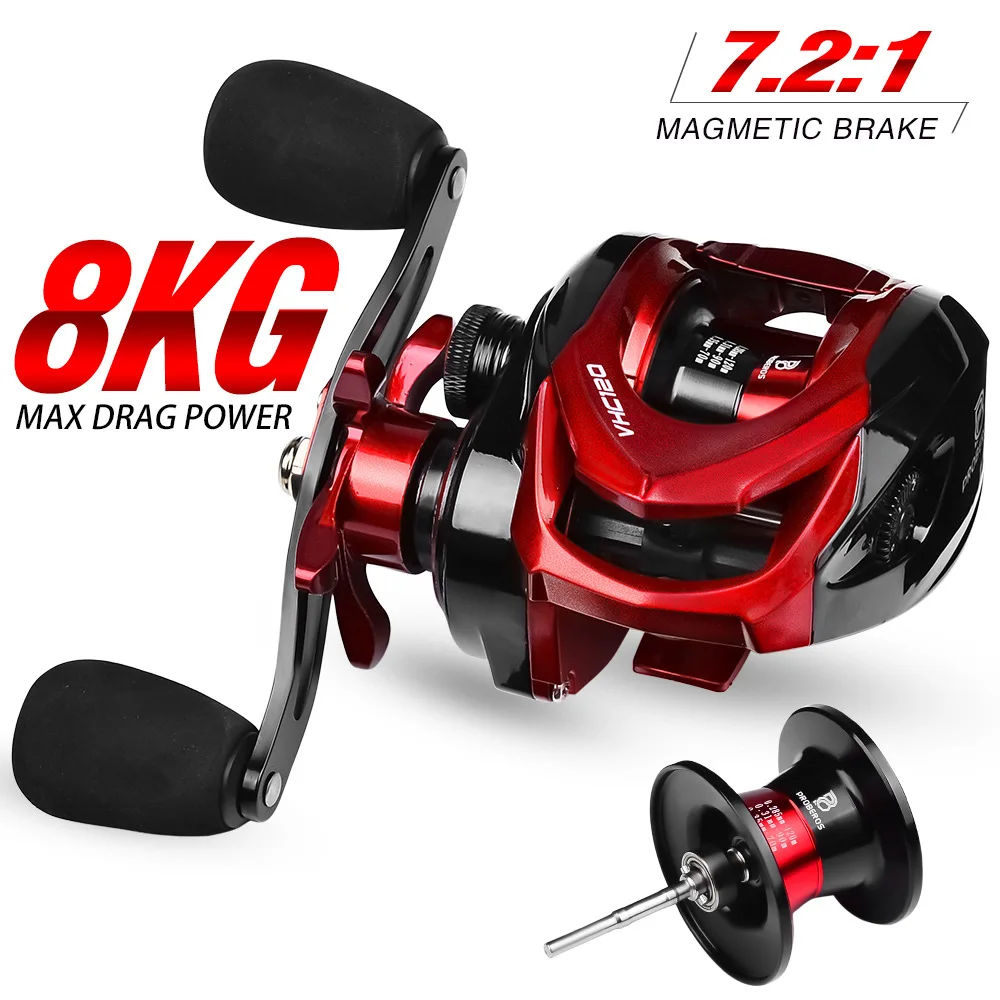 Mulinello Baitcast 7:2:1 Rapporto Di Trasmissione Mulinello Baitcasting 8Kg Max Drag Mulinello Da Traina Catfishing Traina Base In Metallo Acqua Dolce