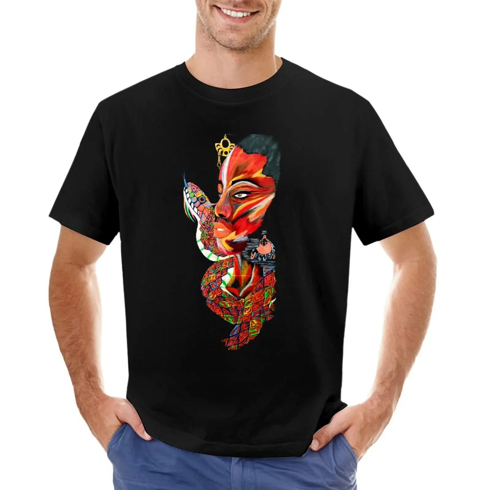 Mawu-Mitologica Deity With A Rainbow Serpent T-Shirt Boys Whites Summer Top Funnys Mens Graphic T-Shirt Anime
