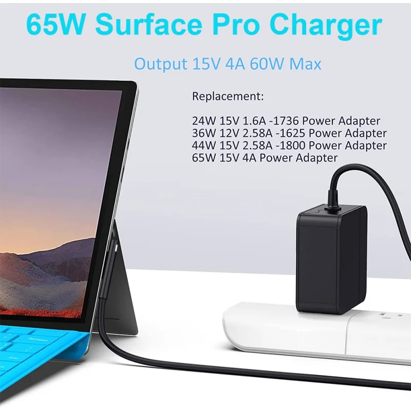 Surface Laptop Pro Alimentatore Per Caricabatterie 65W 15V 4A Per Microsoft Surface Pro 3/4/5/6/7 Surface Go1/2 Surface Book1/2 Laptop1/2/3