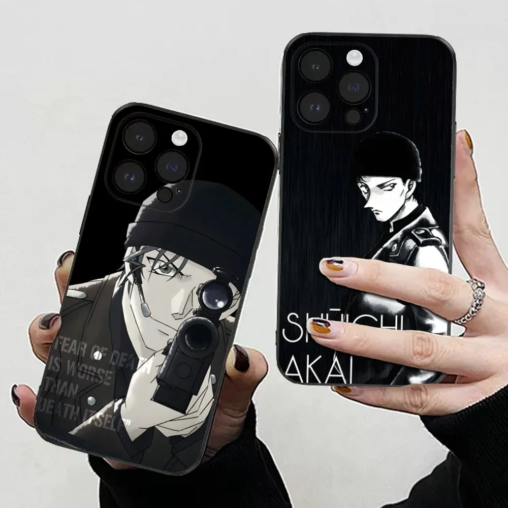 Custodia Per Telefono Shuichi A-Akai Per Iphone 15,14,13,12,11 Plus,Pro,Max,Xr,Xs,X,7,8 Plus,Se,Mini Cover Nera Morbida