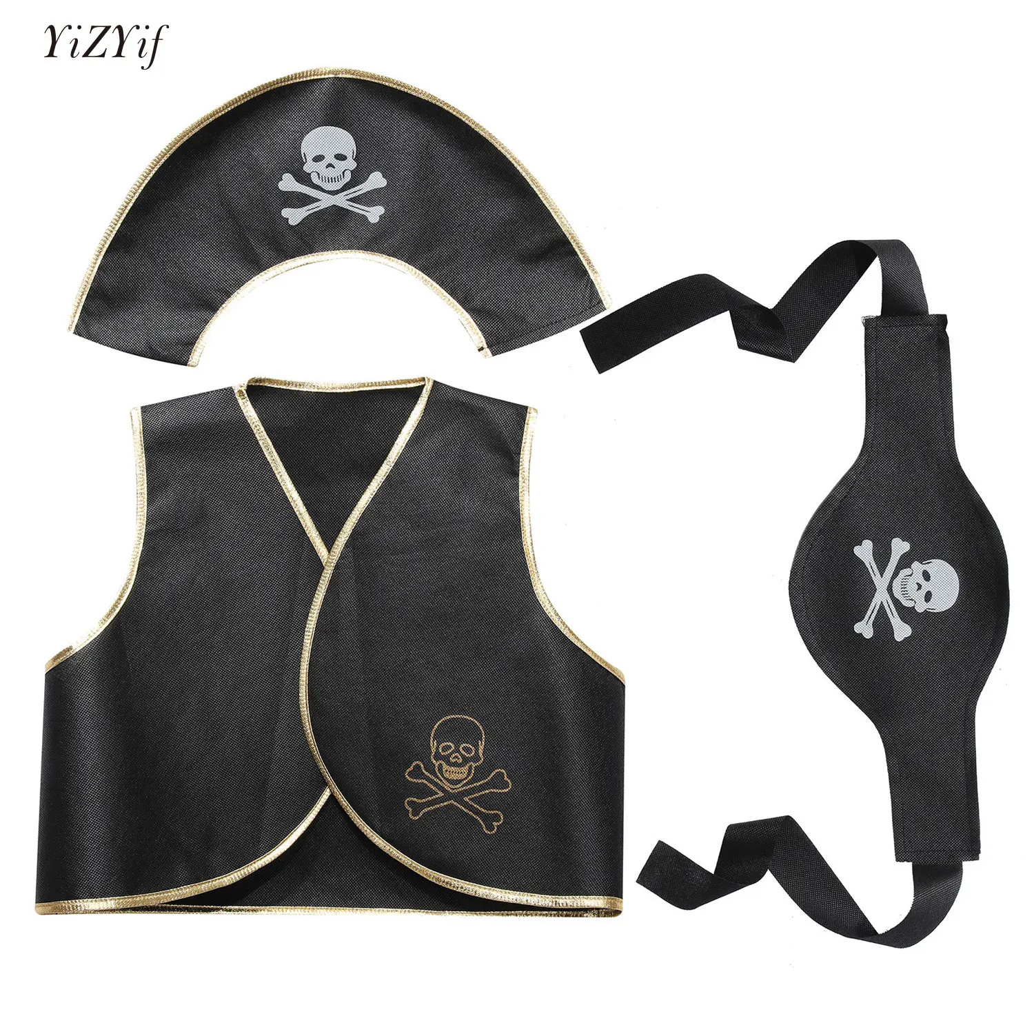 Pirate Captain Cosplay Costume Puntelli Eyeshade Vest Hat Belt Orecchino Per Halloween Kid Captain Birthday Party Decoration Supplies