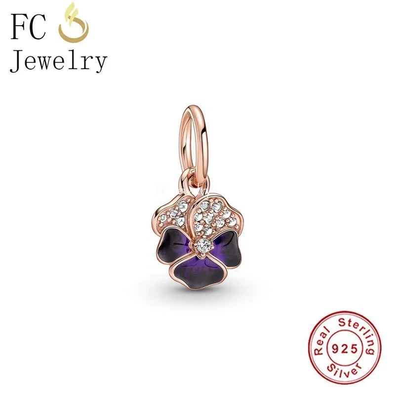 Fc Jewelry Fit Original Charm Bracciale 925 Silver Animal Owl Pink Blue Smalto Flower Daisy Bead Per Fare Le Donne Berloque 2024