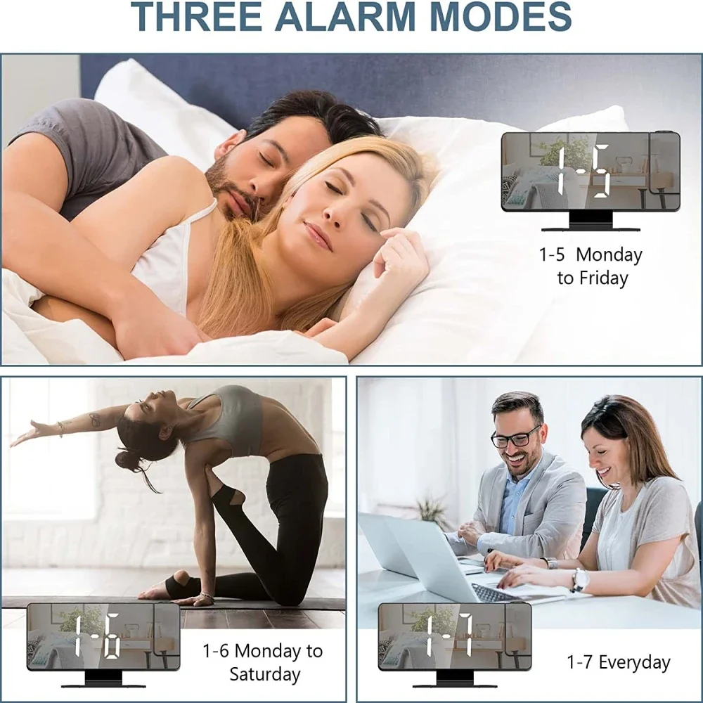 Proiezione Digitale Snooze Usb 180 ° Table Night Alarm Mode Rotazione Led Clock Umidità Proiettore Temperatura