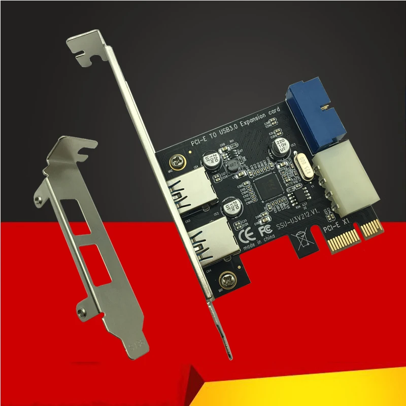 Nuovo Usb 3.0 Pci-E Adattatore Per Schede Di Espansione Esterna 2 Porta Usb3.0 Hub Interno 19Pin Intestazione Pci-E Card 4Pin Ide Cavo Di Alimentazion