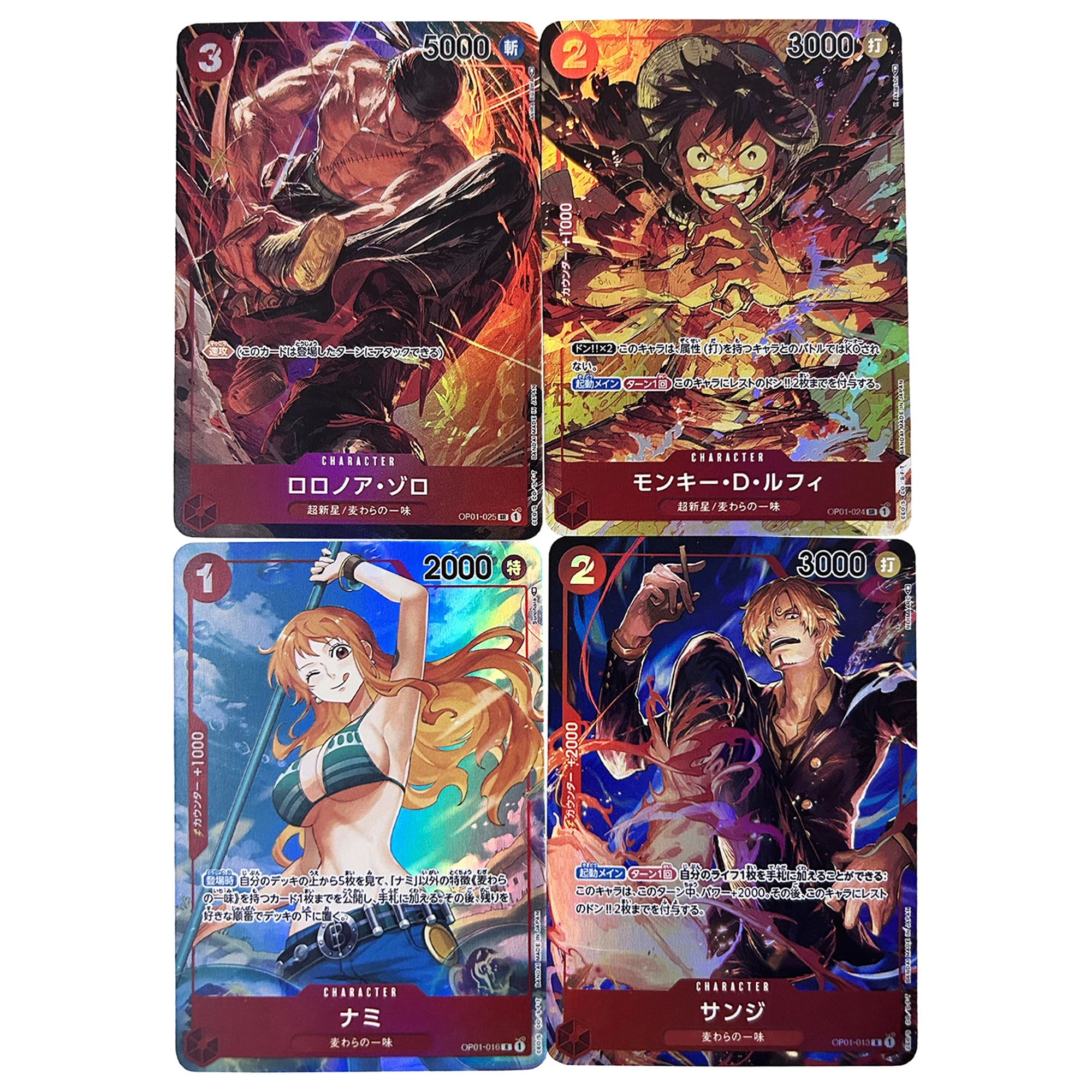 4 Pz/Set Fai Da Te Self Made One Piece Rufy Nami Collection Card Zoro Sanji Color Flash Cards Gioco Anime Periferiche Card Gift Toy