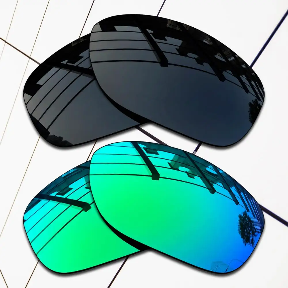 E.O.S 2 Pairs Nero & Verde Smeraldo Polarizzati Lenti Di Ricambio Per Oakley Pit Bull Oo9127 Occhiali Da Sole